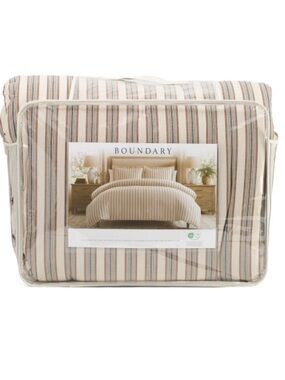 Boundary Cream and Tan Striped Comforter Set